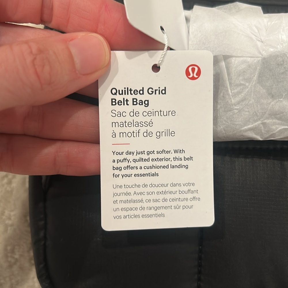 NWT Lululemon Athletica Quilted Grid Belt Bag In Black - Picture 3 of 4